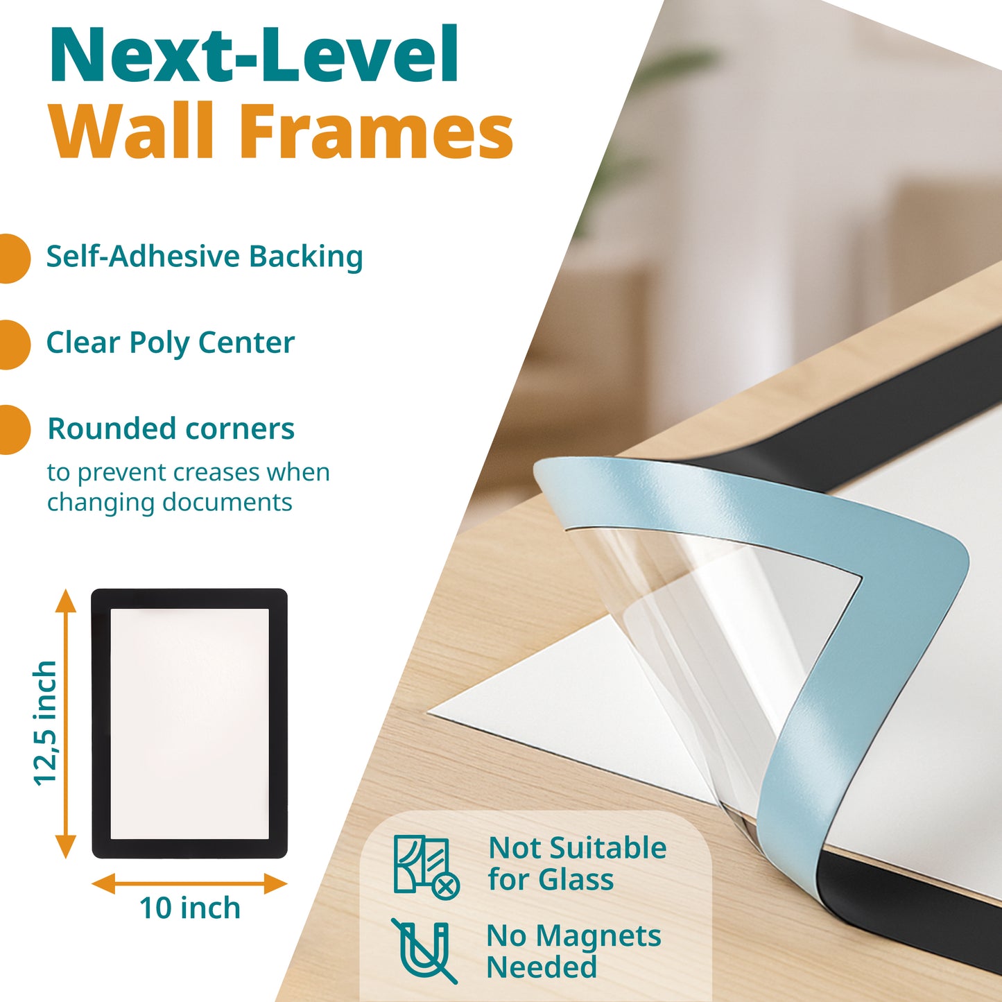Letter-Size Adhesive Frames for Walls