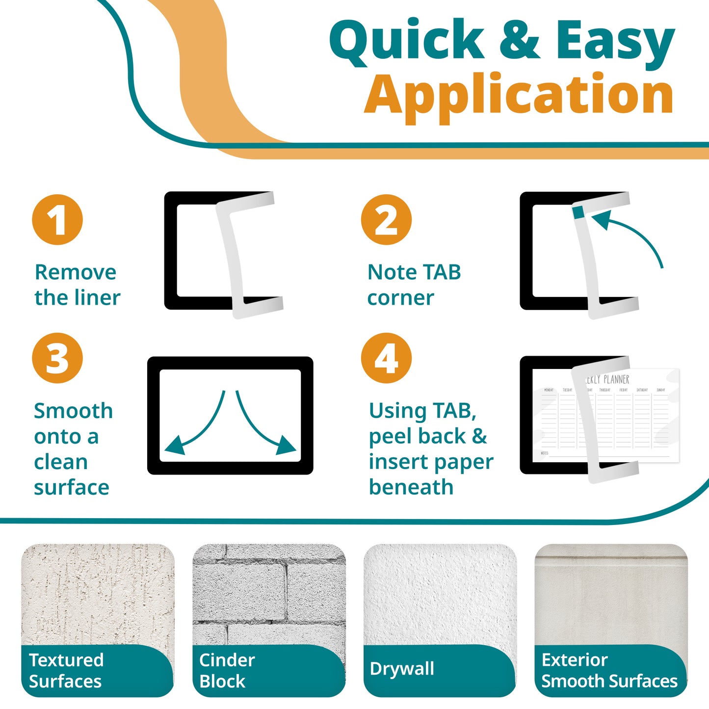 Letter-Size Adhesive Frames for Walls