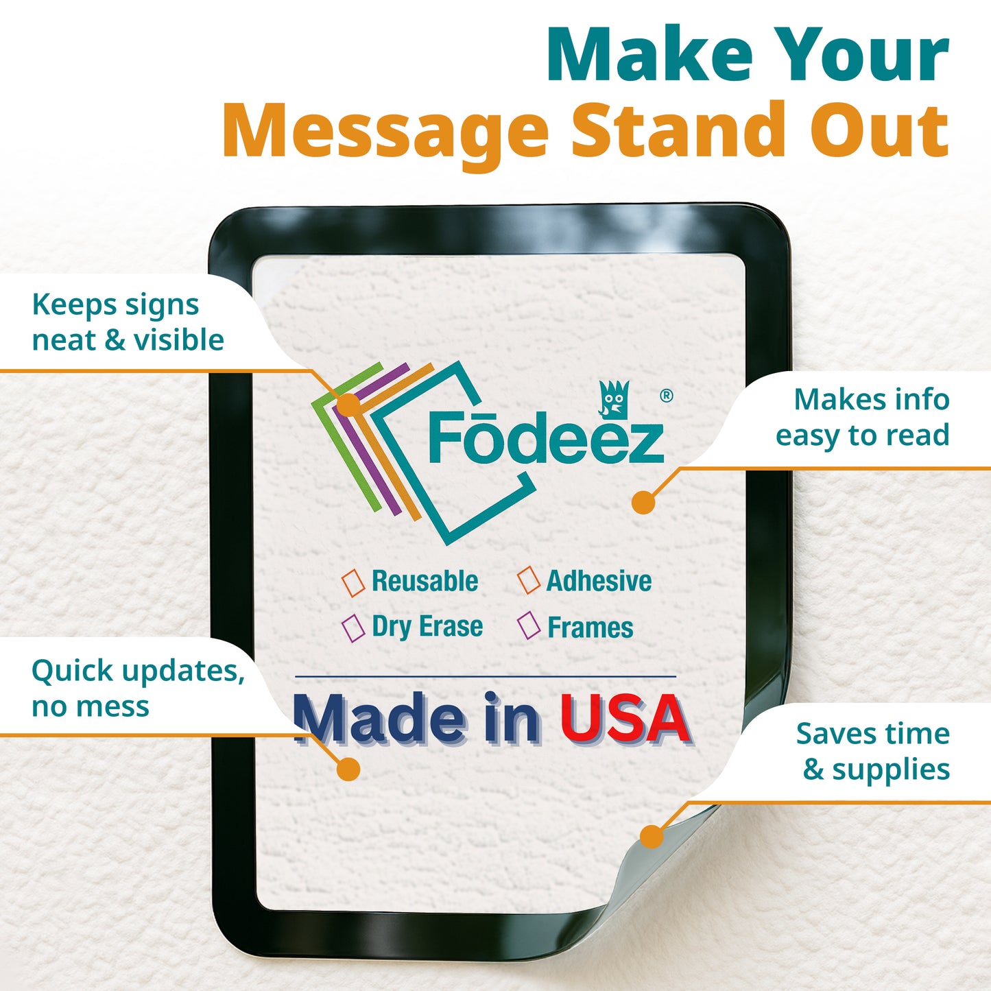 Letter-Size Adhesive Frames for Walls