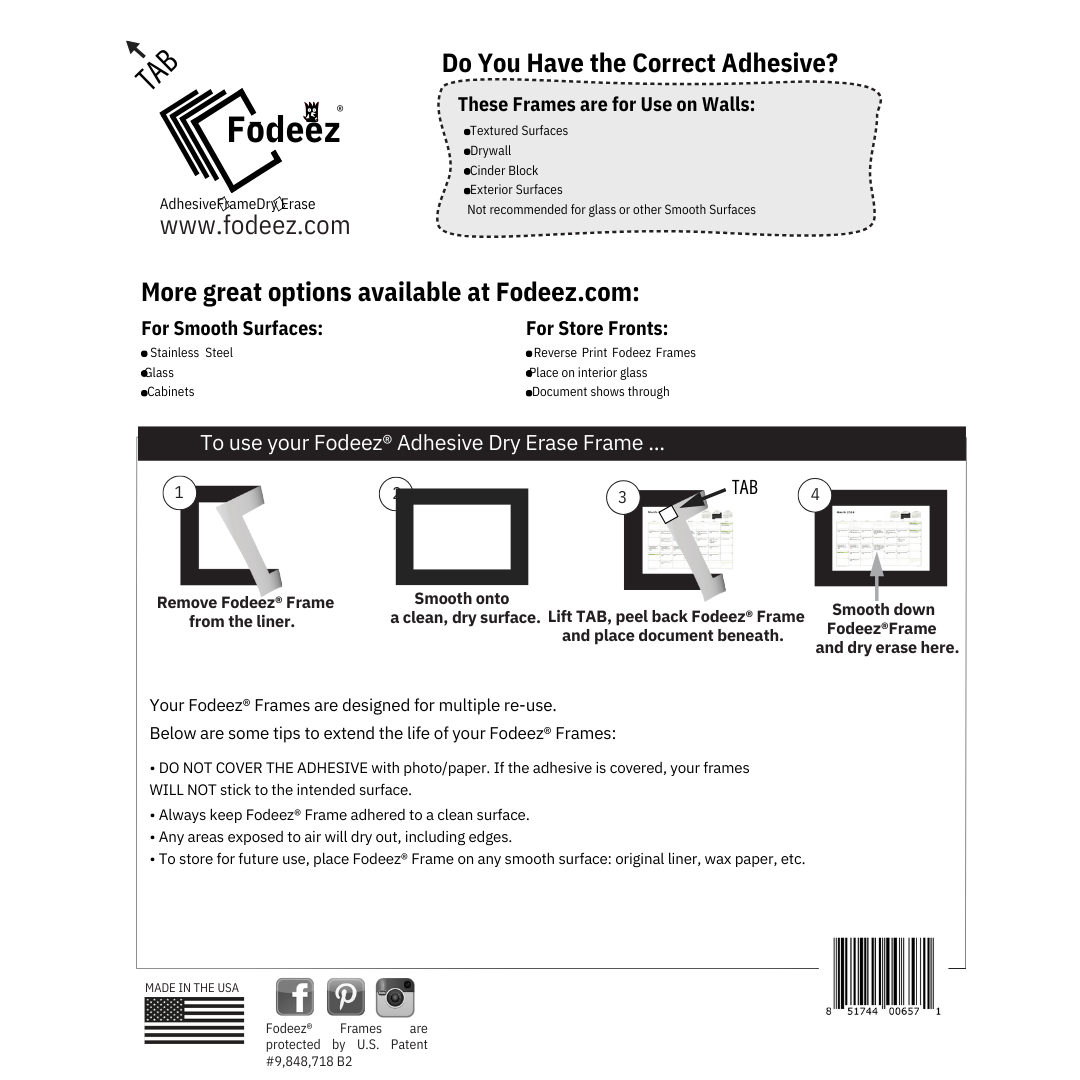 Lime Reusable Adhesive Frames