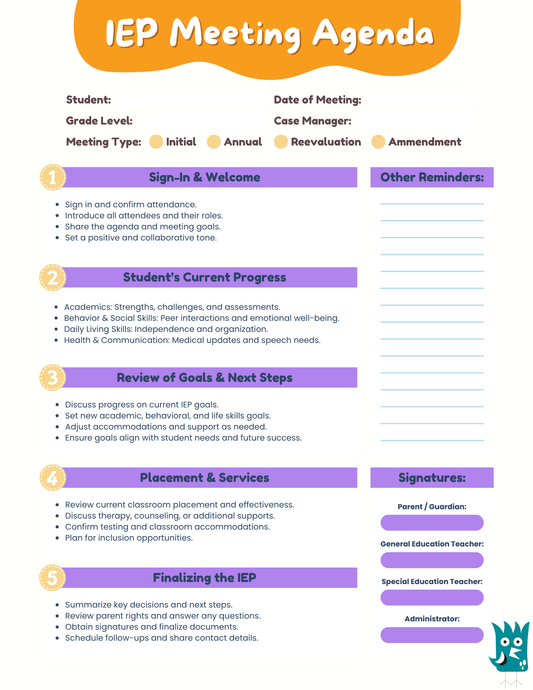 IEP Meeting Agenda