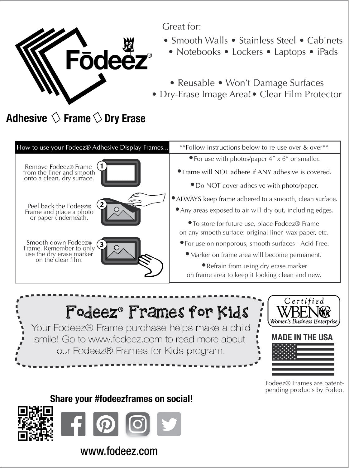 Solid Bright Assortment Adhesive Display Frames - Fodeez® Adhesive Display Frames / Dry Erase Boards
- 6