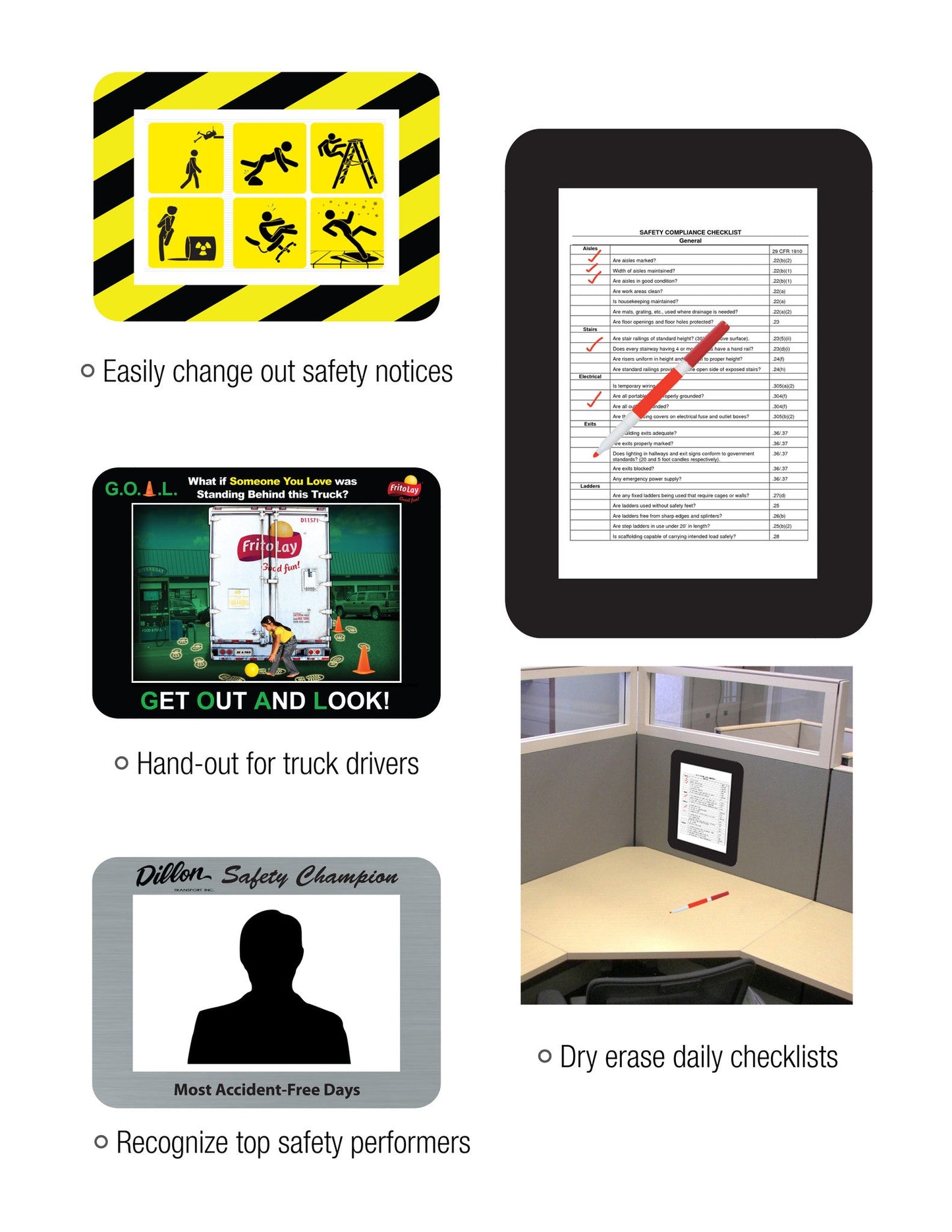 4 x 6 Safety Adhesive Dry Erase Frames for Walls
