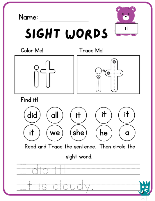 Sight Words Sheets