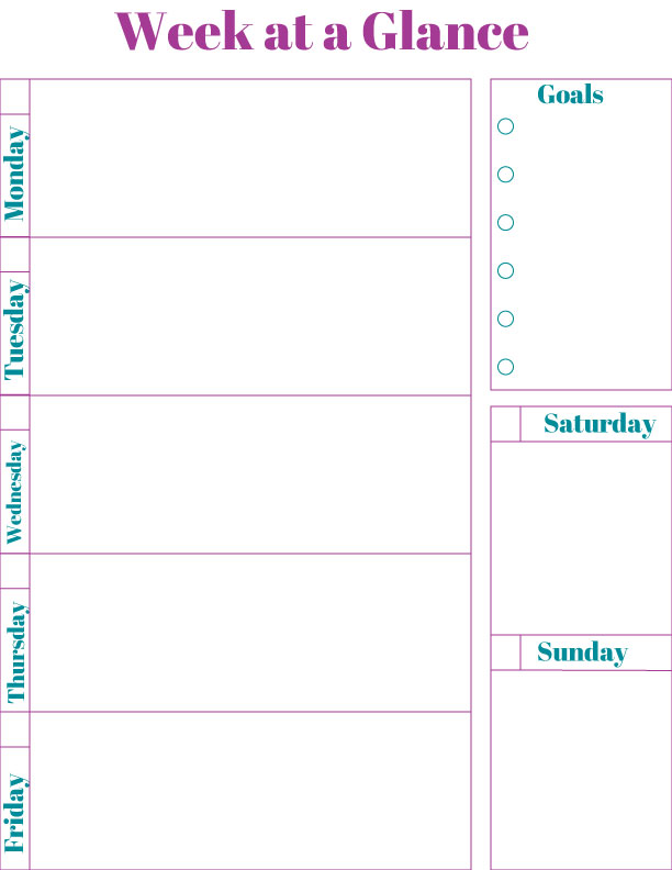 Week At a Glance Printable