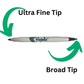 Dry Erase Markers with Ultra Fine and Broad Tip - 3-Pack of Black