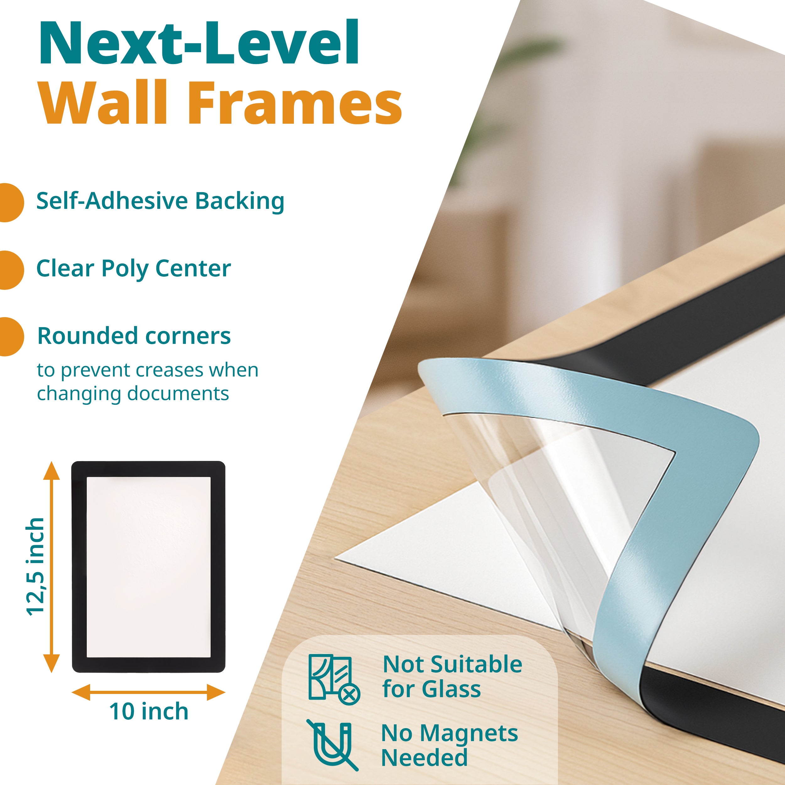 Letter-Size Adhesive Frames for Walls