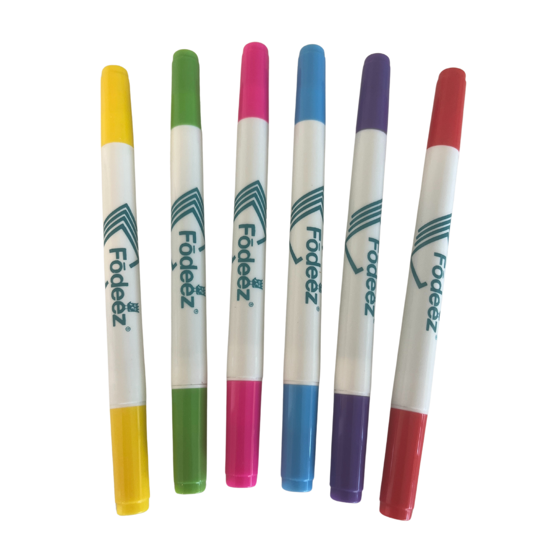 Bright Color Dry Erase Markers with Ultra Fine and Broad Tip - 6-Pack