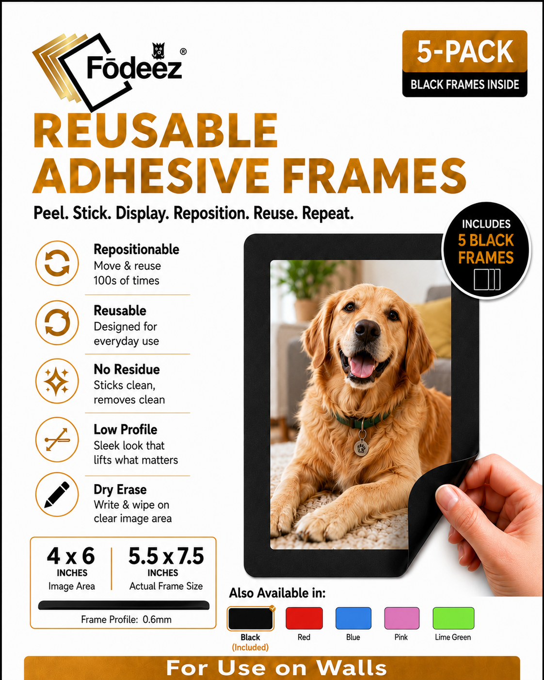 4 x 6 Event Self-Stick Frames - Pack of 5