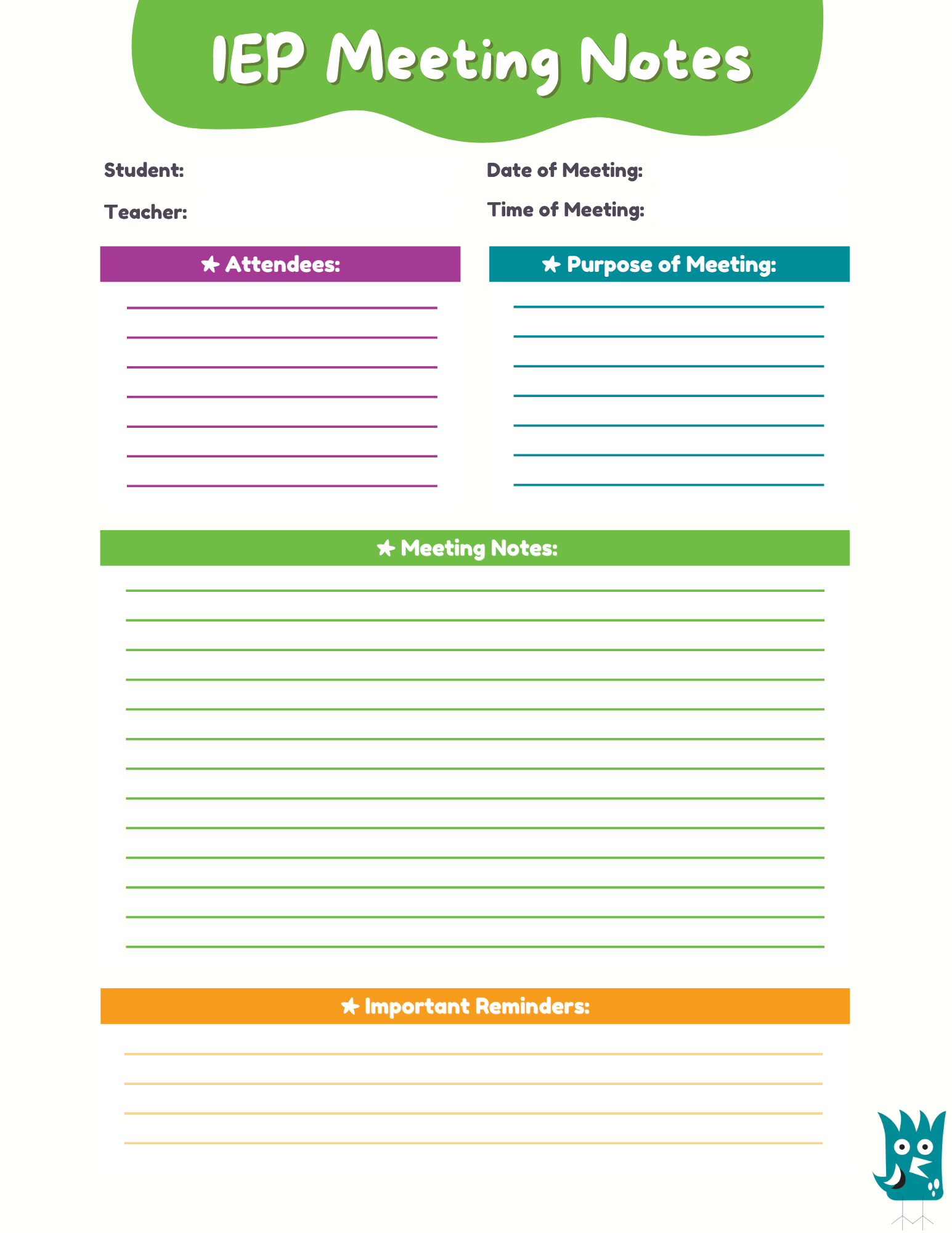 IEP Meeting Notes