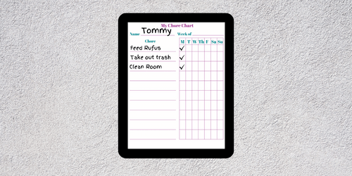 Weekly chore chart