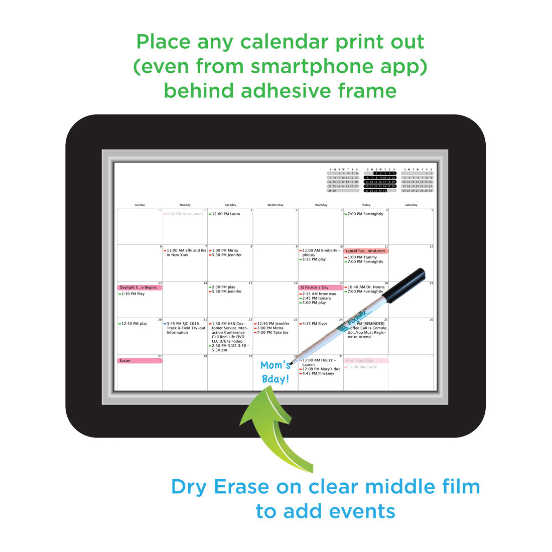 4 x 6 Classic Dry Erase Adhesive Frames for Textured Surfaces - Pack of 10